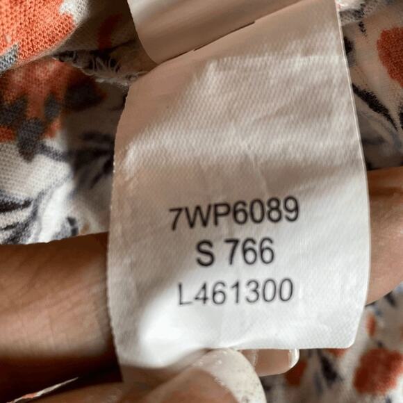 Lucky Brand Women's Orange & Cream Floral Print V-Neck Sleeveless Blouse Size S - Picture 12 of 14